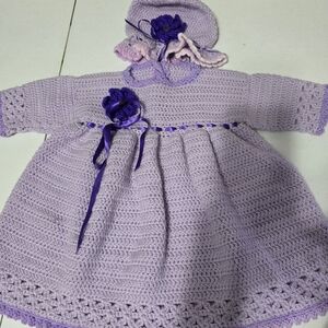 Source Unknown Lavender Knit Dress with Hat